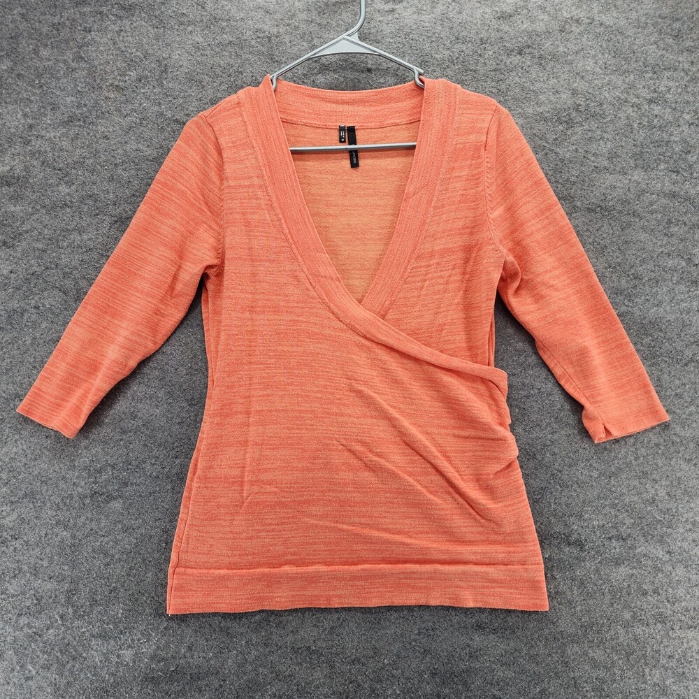 Maurices Shirt Womens Medium 3/4 Sleeve Orange V Neck